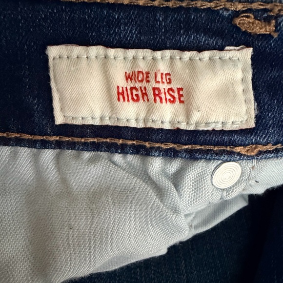 Lucky Brand Wide Leg High Rise Jeans Cuffed Raw Hem Medium Wash Denim Size 2- 26 - Picture 6 of 7